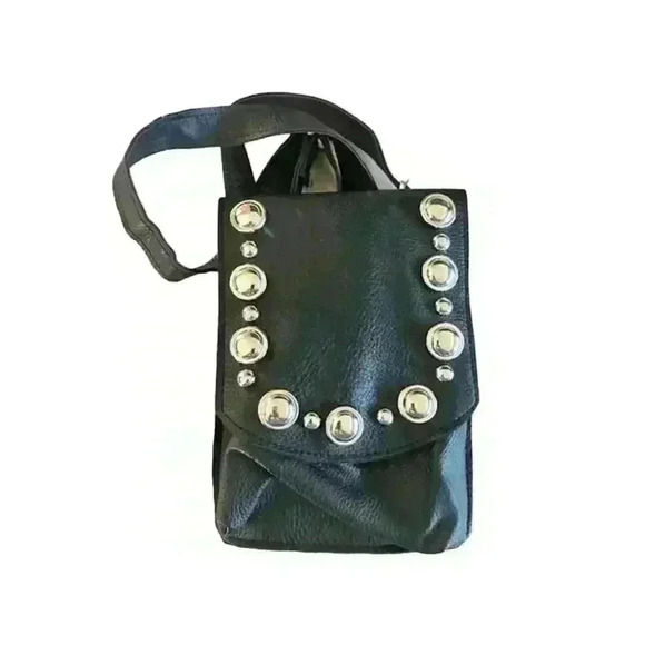 NWT Cruise Club Black Faux Leather Embellished Convertible Backpack - Picture 1 of 4